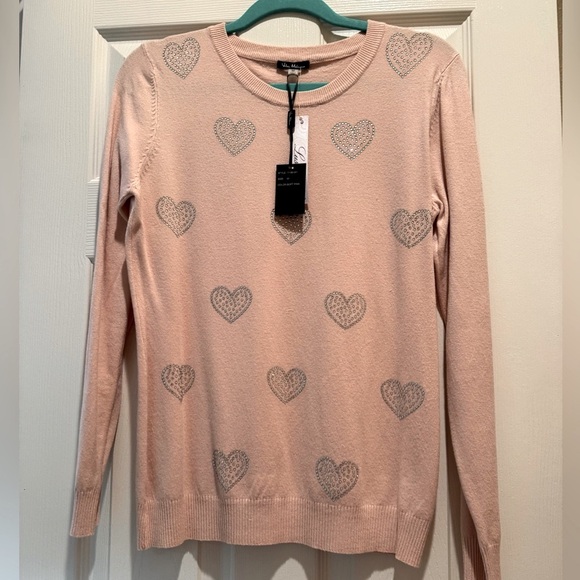 Crystal Heart Sweater by Vila Milano - Lightweight - Size Medium - Pink - Picture 5 of 9